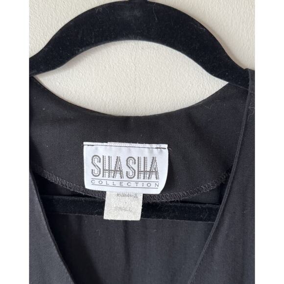 Vintage Shasha Collection Size Small 90s Black Button Front Sleevesless Vest - Picture 5 of 6